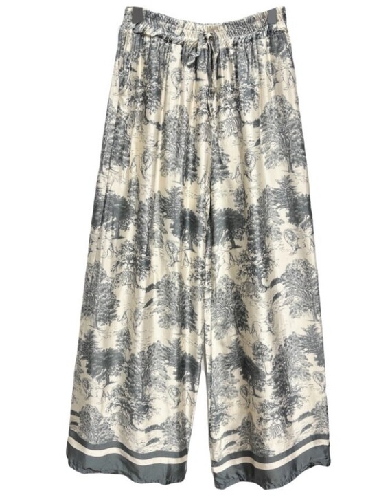 L'Essential Paris Pants - Toile De Jouy Print Wide-Leg Trousers